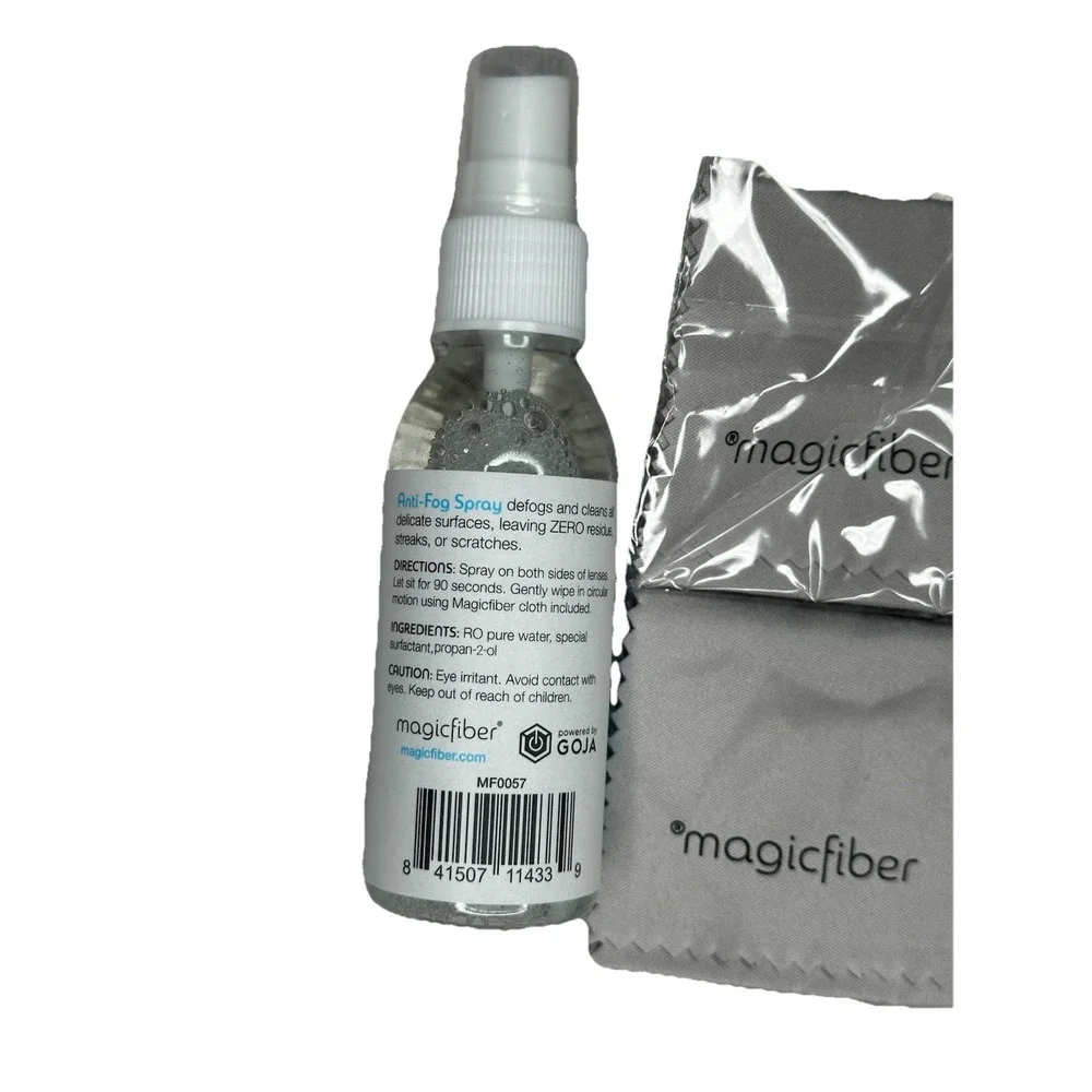 MagicFiber Anti-Fog Lens Cleaning 3-Piece Kit Spray and 2 Microfiber Cloths NEW